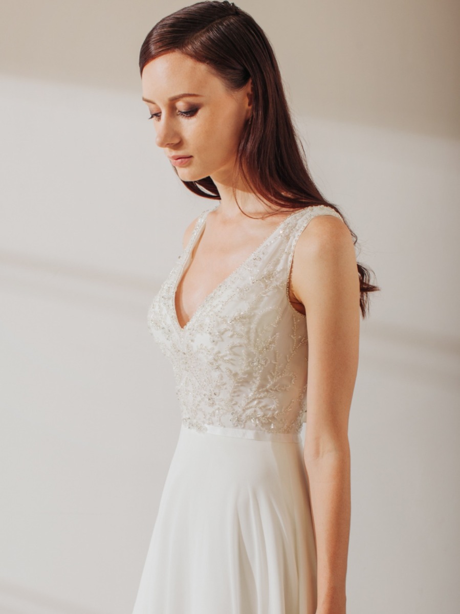CARINA | Chiffon Wedding Dress with Sheer Back | 2019 Bridal | LM By ...
