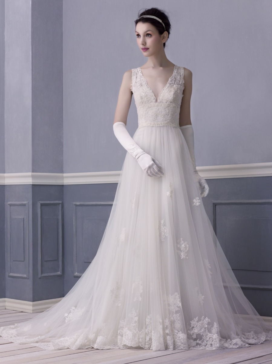 LM2422B | Lace Embroidered A-Line Wedding Dress | Signatures | LM By ...
