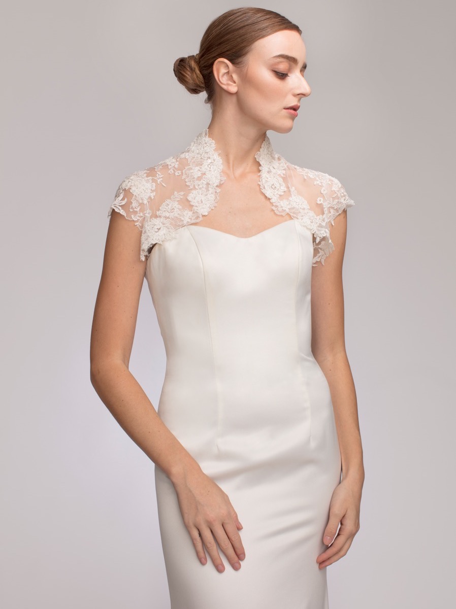 LM2475B | Embroidered Cap Sleeves Bridal Jacket | Online Store | Lusan ...